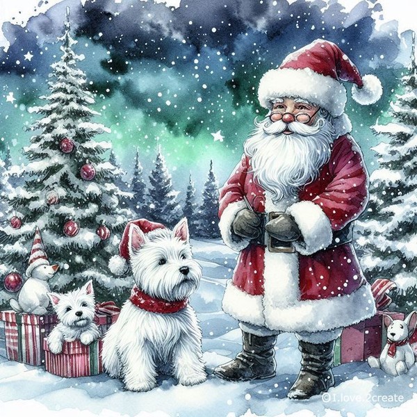 Santa and westie 