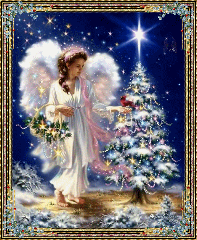 Angel and Christmas tree